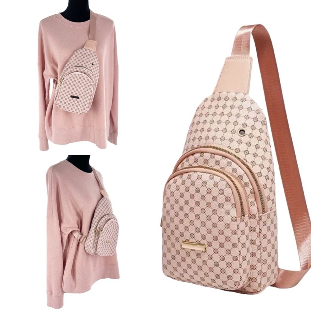 Women’s Pink Faux Leather Crossbody Sling Bag NWOT